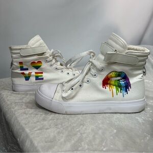 Pride love rainbow FEIYAO canvas Converse Style Shoes size 40 colorful lips